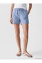 Özmarka New Season Blue Elastic Waist Striped Women's Jean Shorts - 2