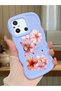 Redmi 11A Compatible Case Camera Protector Blue Silicone Couple Phone Case Floral Pattern