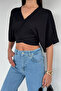 Black Women's Tie-Back Blouse - 2