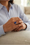 Lapis Lazuli Natural Stone Alloy Single Stone Ring - 5
