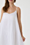 White Italian 100% Linen Long Linen Dress with Straps Size 38 - 42 - 6