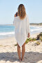 Women's Cotton Lightweight Transparent Asymmetrical Cut Long Poncho Cape - 6