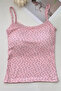 Pink Tiny Bow and Floral Patterned Y2K Supported Strap Crop-Yukatay - 2