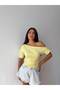 Women's Yellow One-Shoulder Boat Neck Side Gathered Oysho Blouse Frv0215 - 2