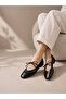 Luna Black Women's Lace-Up Square Toe Ballerinas - 4