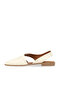 Beige Leather Women's Flat Sandals - 3