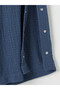 Blue Textured Women's Trousers with Elastic Waist - 3