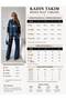 Women's Denim Fabric Embroidered Front Oversize Shirt and Pants Set - 2