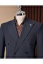 Slim Fit Men's Double-Breasted Bag Pocket Jacket Pants Suit Navy Blue T20109-02 - 2