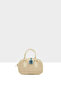 Cream Women's Straw Decorated Cylinder Bag M000008800