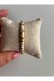 Women's White Enamel Stone Detailed Gold Color Handcuff Bracelet |   Elegant and Stylish Design - 2