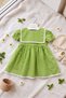 Polka Dot Pistachio Green Lace Detailed Square Cotton Casual Baby Girl Dress - 2