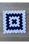 Hand Knitted 3-Piece Bath Washcloth Set - Dowry Pouch, Long and Square Washcloth Set Blue and White - 2