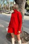 Women's Turtleneck Sweater-Women's Knitwear Top and Bottom Set with Pleated Skirt - 5