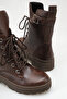 Women's Leather Casual Winter Thick Soled Lace-Up and Zippered Boots - 4