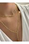 Zircon Stone Detailed Double Chain Steel Necklace - 3