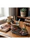 Owl & Boot Polyresin Pen Holder Brown Multi-Color – 20 × 14 cm - 4