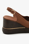 Tan Genuine Leather Wedge Heeled Open Back Women's Sandals - 5