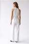 2203 Women's Halter Neckline Elastic Waist Palazzo Top and Bottom Set White - 5