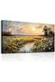Sunset Wildflower Meadow Landscape Gallery Wrapped Canvas Wall Art | 50x100cm 20x40 inch | Panoramic Nature Wall Decor - 2