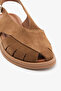 Tan Suede Genuine Leather Women's Daily Sandals - 3