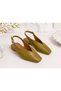 Livora Women's Oil Green Square Toe Buckle Flat Sole Slingback Casual Ballerina Shoes - 3