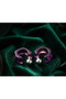 Dark Purple Geometric Acetate Hoop Earrings - Shiny Silver Sphere Detail C Type Stud Women's Earring Set