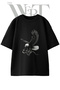 Eagle Snake Design Printed Unisex Black Oversize T-Shirt