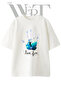 Handprint Surfer Design Printed Unisex White Oversize T-Shirt