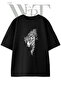 Leopard Face Design Printed Unisex Black Oversize T-Shirt