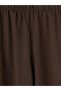 Vizyon New Season Brown Textured Women's Trousers with Elastic Waist - 6