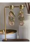 Pudra Mineli Sea Horse Women's Steel Earrings |   Zircon Stone Pendant Gold Color - 2