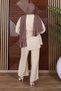 Drawstring Waist Stitched Detail Suit Tsd260253 Beige - 6