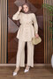 Drawstring Waist Stitched Detail Suit Tsd260253 Beige