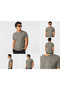 Hermaz Embroidery Detailed Men's Basic T-Shirt – Khaki Gray - 2