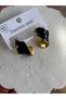Black Enamel Gold Color Stainless Steel Earrings Modern Stylish Daily Women's Earrings - 4