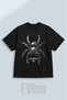 Oversize Arachnids Kingdom Spider Printed 100% Cotton Crew Neck Loose Cut Black T-Shirt