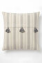 42X42 cm Ecru Gray Striped Tasseled Cotton Bohemian Square Decorative Throw Pillow Cover
