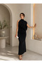 One-Shoulder Draped Long Dress - 2
