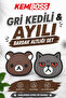 Teddy Bear and Gray Cat Coaster Set of 4 - Pvc Non-Slip Coasters (2 Teddy Bears + 2 Gray Cats)