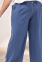 69011 Plus Size Wide Leg Cupra Pants with Pockets and Elastic Waist - Indigo - 2