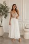 Women's White Gathered Crinkle Linen Textured Bohemian Pinterest Long Skirt - 2