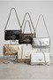 Women's White Color Chain Strap Baguette Shoulder Bag with Zipper Detail - 8
