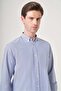 Buttoned Collar Long Sleeve Pocketless Slim Fit Cotton Shirt 1004260205 - 4