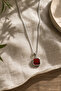 Line Detailed Square Stone Medallion Necklace - 3
