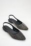 Black Suede Platinum Stone Women's Ballerinas Pointed Toe Open Back Shoes Stylish Sandals - 2