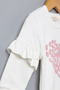Heart Printed Ruffled Sleeves Baby Girl Kids Two Threaded Bottom Top Set - 2