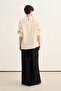 Women's Organic Cotton Shawl Collar Mobile Belt Skirted Blouse Beige - 5