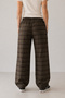 Unisex Plaid Patterned Elastic Waist Trousers - 4