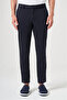 Navy Blue Side Pocket Knitted Slim Fit Casual Cotton Chino Trousers 1003260905 - 2